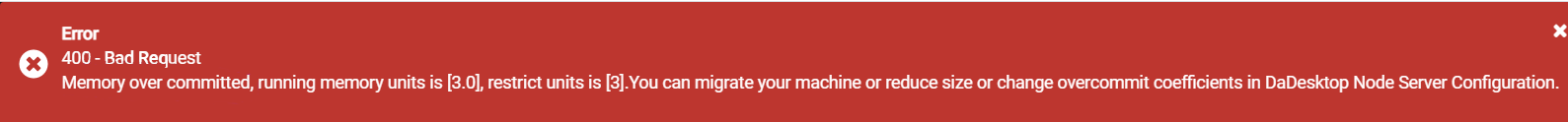 Resource overallocation warning dialog