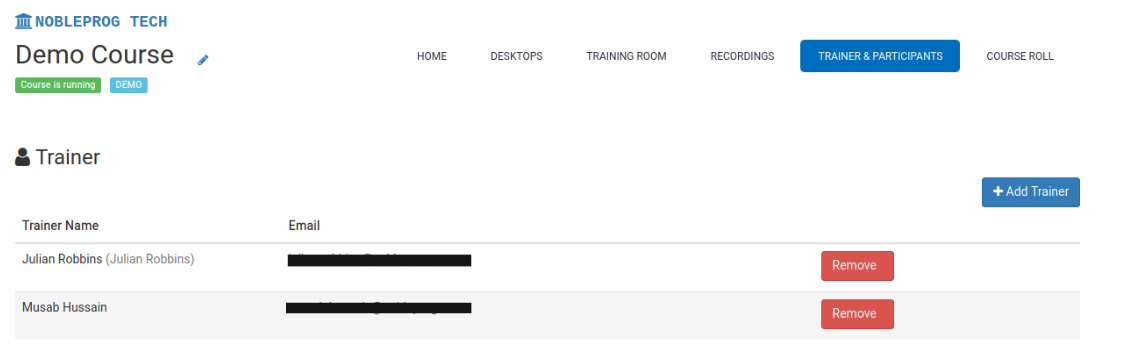 Trainers Added Successfully