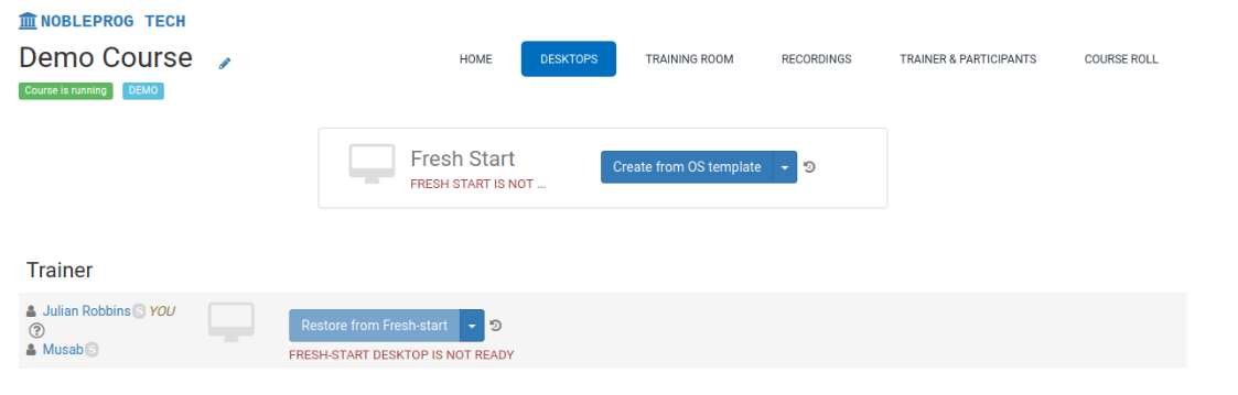 Demo Course Dashboard